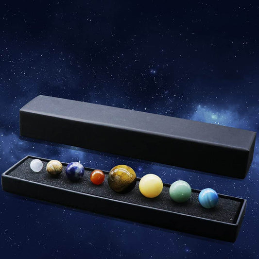 AITELEI Solar System Eight Planets Decorations Tumbled Chakra Reiki Healing Crystal Gemstones Ball Set Home Office Desk Decorations - zenfulharmony.com