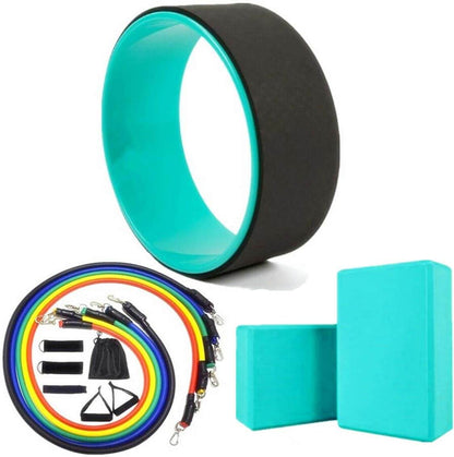 Yoga Wheel & 2 pcs Yoga Blocks & 5 pcs Resistance Bands Combo Value Pack - zenfulharmony.com
