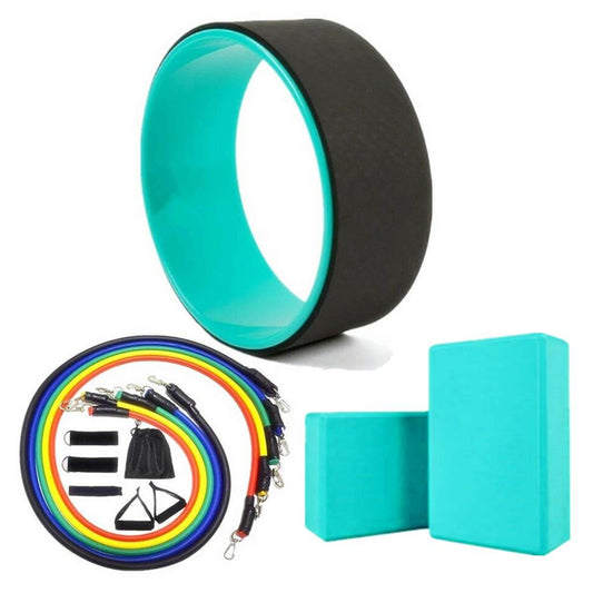 KuFit Yoga Wheel & 2 pcs Yoga Blocks & 5 pcs Resistance Bands Combo Value Pack-Black - zenfulharmony.com