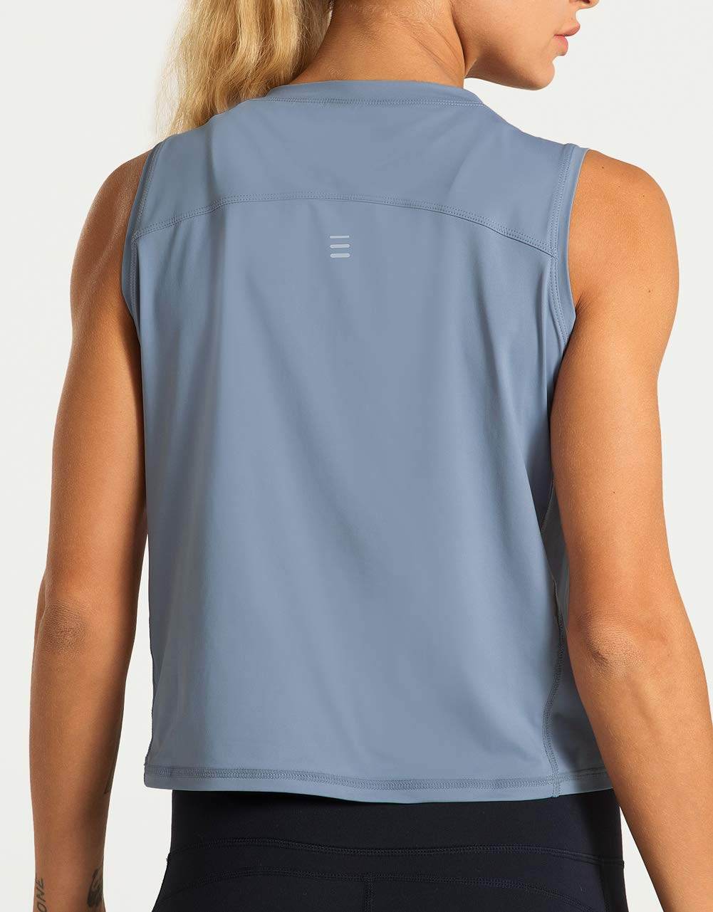 Dragon Fit Women Sleeveless Yoga Tops Workout Cool T-Shirt Running Short Tank Crop Tops (Blue, Medium) - zenfulharmony.com