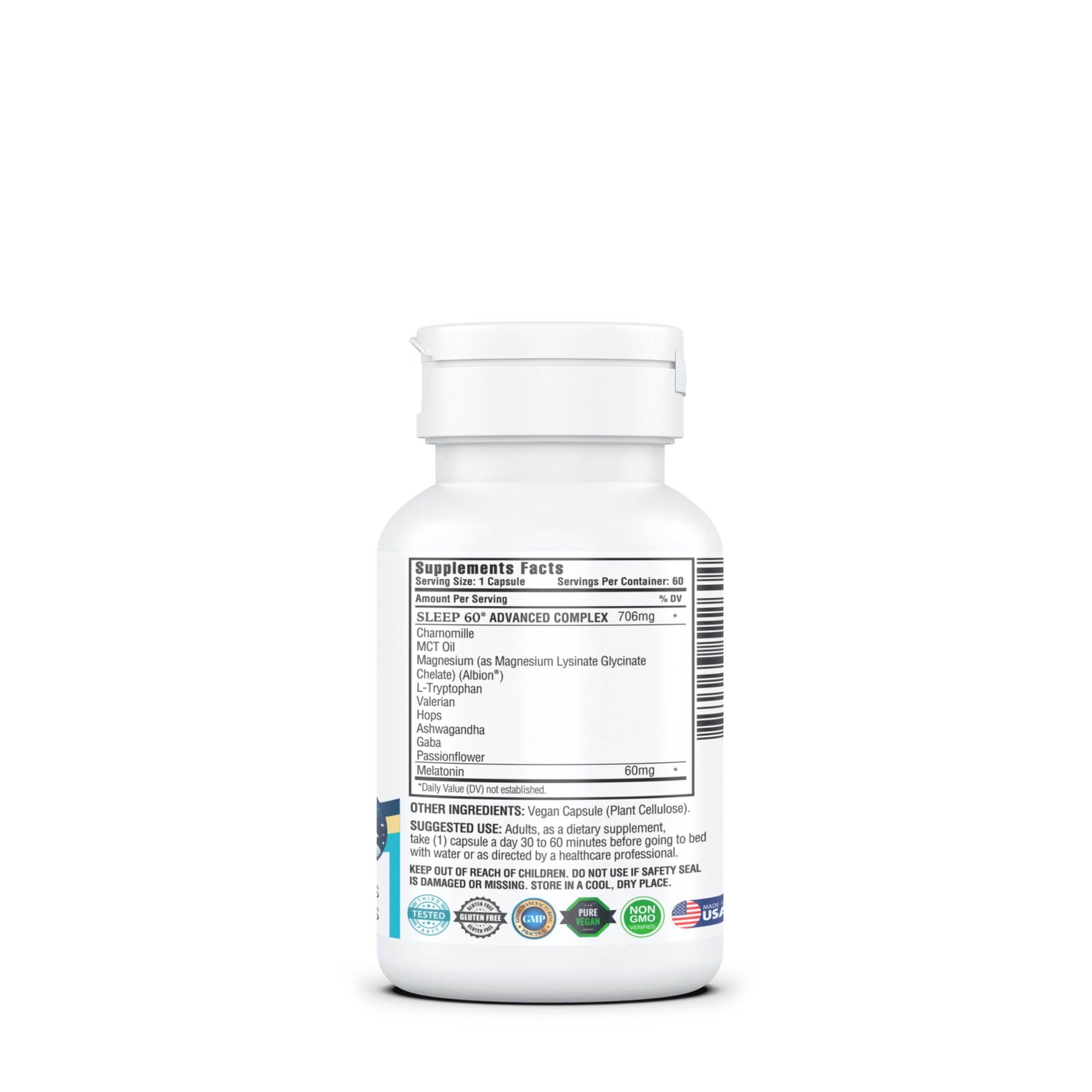 KAPPA NUTRITION Sleep 60, Sleep Aid, 60mg of Melatonin, 60-Day Supply, Non-Habit Forming Vegan Capsules Natural Ingredients for Easier Bedtime, Herbal Supplement, Valerian Root, Chamomile Non-GMO - zenfulharmony.com