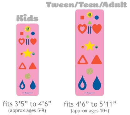 Kids Yoga Mat & Game, Pink, Free Game App, How-To Poster, Follow the Symbols, Aligns the Body - zenfulharmony.com