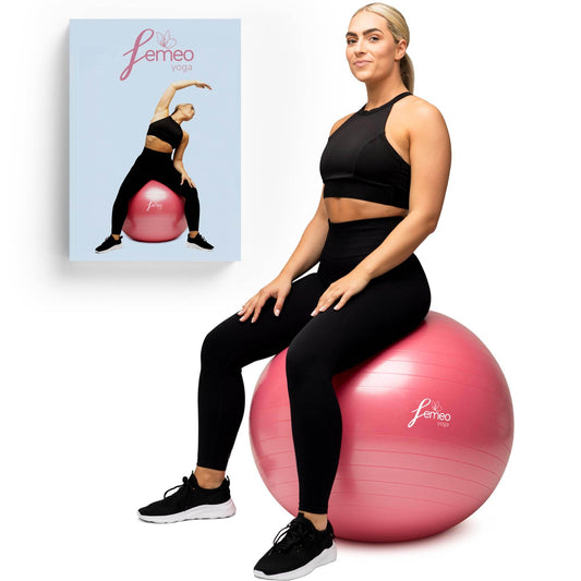 Femeo® Exercise Ball for Yoga, Stability, Pregnancy Pilates & Birthing | 100 Page Book | Over 50 Workout Exercises | Anti Burst Pink 65cm - zenfulharmony.com