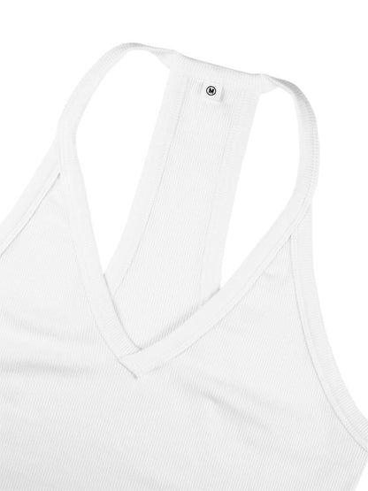 iGENJUN Workout Tops for Women Racerback Tank Tops Yoga Gym Ribbed Sleeveless Shirts Clothes,M,White - zenfulharmony.com