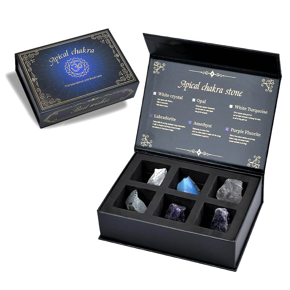 Chakra Crystals Gift Set, 6 pcs Chakra Healing Crystals with Chakra Stones Box Set Chakra Stones Healing Stones for Beginners Meditation, Yoga, Wicca, Birthday Gifts (Apical Chakra) - zenfulharmony.com