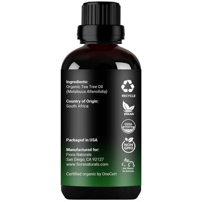 Tea Tree Essential Oil by Fiora Naturals- 100% Pure Organic Oil, for Face, Hair, Skin, Acne, Scalp, Foot and Toenails. Melaleuca Alternifolia, 1 oz /30ml - zenfulharmony.com