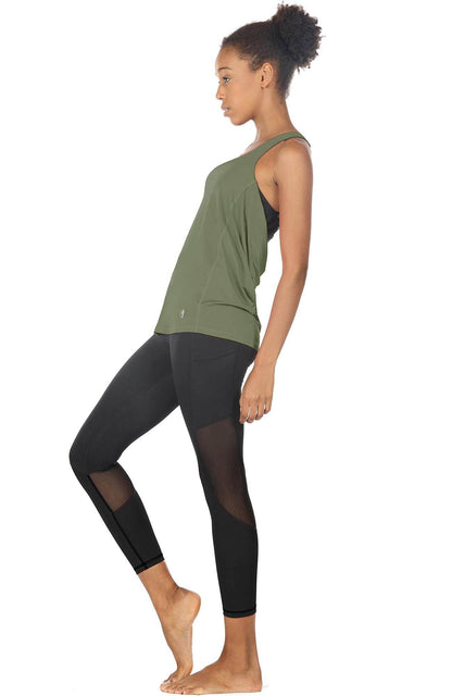 icyzone Yoga Tops Workouts Clothes Activewear Built in Bra Tank Tops for Women (M, Olive) - zenfulharmony.com