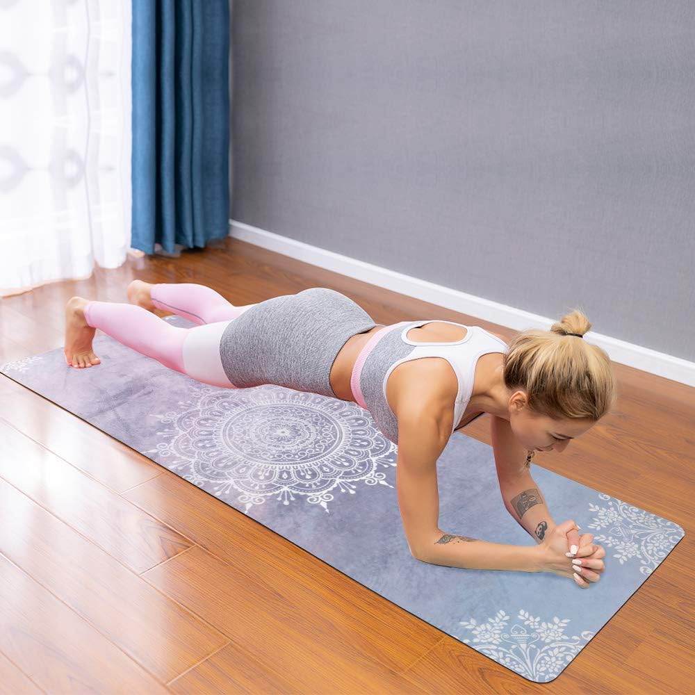 Travel Yoga Mat, Non Slip Exercise Suede Mat with Carry Bag, All-Purpose Fitness Mat with High Density Anti-Tear Surface for Women, Ideal for Pilates Workout (72'' x 26'' x 1.5mm Thick) - zenfulharmony.com