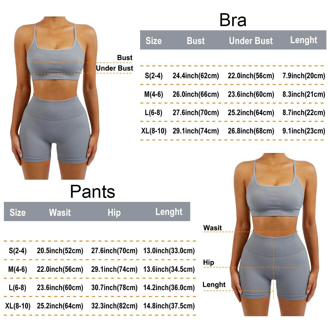 SUUKSESS Women Seamless 2 piece Workout Sets Strappy Padded Sports Bra Booty High Waisted Shorts Outfits (Black Grey,M) - zenfulharmony.com