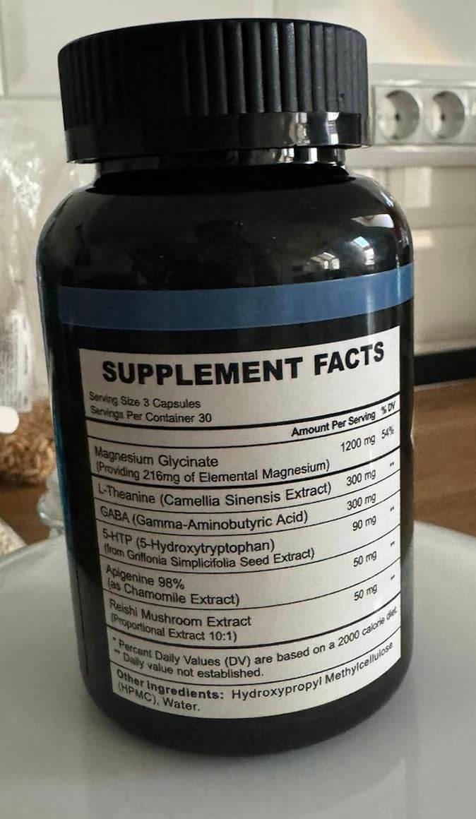 Vitality Labs Natural Sleep Aid Supplement for Adults Without Melatonin - Non-Habit Forming Herbal Sleep - GABA, L-Theanine, Reishi Mushroom, Apigenin, Magnesium Glycinate, 5-HTP - 90 Vegan Capsules - zenfulharmony.com