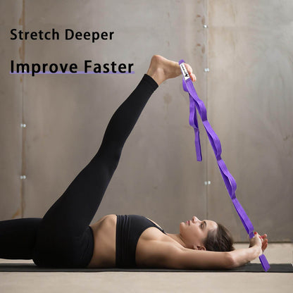 Stretching Strap Yoga Strap with Loops, Stretch Straps for Physical Therapy, Non-Elastic Exercise Strap for Pilates, Dance and Gymnastics with Workout Guide (Purple) - zenfulharmony.com