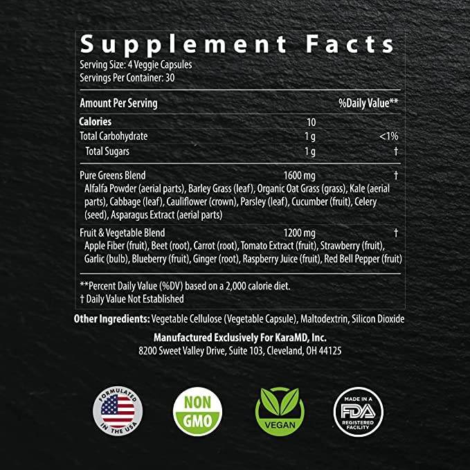 KaraMD Pure Nature | Greens, Fruits & Vegetables Whole Food Supplement | Vitamins, Fiber & Antioxidants | Support Energy & Digestion | Non-GMO, Gluten Free & Vegan Friendly (30 Servings) - zenfulharmony.com