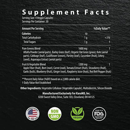 KaraMD Pure Nature | Greens, Fruits & Vegetables Whole Food Supplement | Vitamins, Fiber & Antioxidants | Support Energy & Digestion | Non-GMO, Gluten Free & Vegan Friendly (30 Servings) - zenfulharmony.com