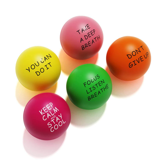 Lumarice Stress Balls (5 Pack) for Kids and Adults - Stress Relief Balls with Motivational Quetos - Hand Exercise Balls to Relieve Anxiety and Stress - zenfulharmony.com
