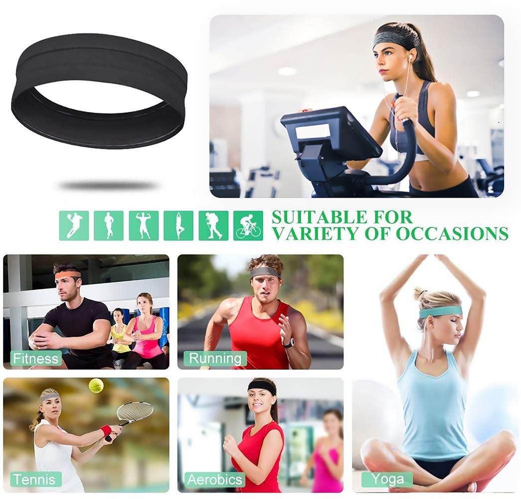 QiShang 6Pack Sweat Bands Headbands for Women Workout, Women's Fashion Non Slip Headband, Moisture Wicking Sweatband for Sports Running Athletic Yoga - zenfulharmony.com