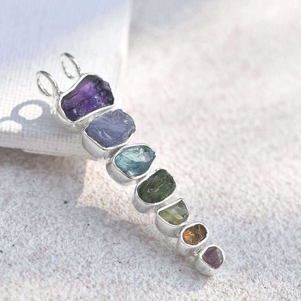 YoTreasure Chakra Healing Gemstone Solid 925 Sterling Silver Chain Pendant Necklace Jewelry - zenfulharmony.com
