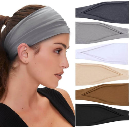 Huachi Women's Headbands for Yoga, Workout, Exercise - 6Pcs Elastic Hair Bands for Women's Hair - Tie Dye Bandeau Headband Sweatbands - Comfy Material - Upgraded Design - One Size - Black - zenfulharmony.com