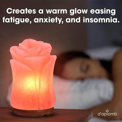 d'aplomb 100% Authentic Natural Himalayan Salt Lamp; Hand Carved Flower Rose Crystal Rock Salt from Himalayan Mountains; Dimmer Cord (Pink Flower) - zenfulharmony.com