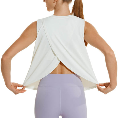 HODOSPORTS Womens Workout Tops Open Back Tank Tops Sleeveless Athletic Yoga Shirts Loose Fit in White Medium - zenfulharmony.com