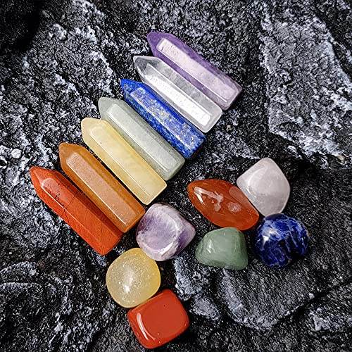 Chakra Crystal Stones Healing Kit, Healing Crystal Wands Crystals Points Reiki, 7 Chakra Set Tumbled Stones Reiki Chakra Meditation Therapy - zenfulharmony.com
