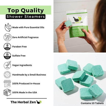 Recenter Shower Steamers Aromatherapy with Lavender and Eucalyptus Essential Oils, Aromatherapy Shower Bombs, Self Care Gift, Birthday Gift for Women, Bath Steamer for Women and Men - zenfulharmony.com