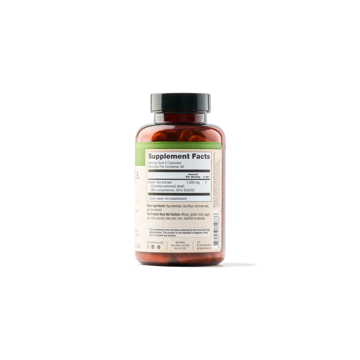 NatureWise Green Tea Extract Capsules 1000 mg - 50% EGCG & 98% Polyphenols - Extra Strength Antioxidants - Vegan, Gluten Free, Non-GMO - 60 Capsules[1-Month Supply] - zenfulharmony.com
