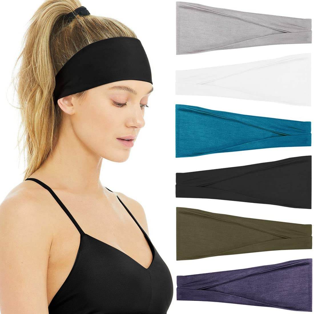 Huachi Non Slip Headbands for Fashion Workout Yoga Sports Exercise Sweatbands Summer Accessories Elastic Bands - zenfulharmony.com