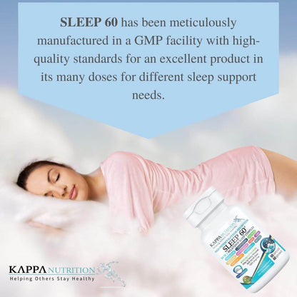 KAPPA NUTRITION Sleep 60, Sleep Aid, 60mg of Melatonin, 60-Day Supply, Non-Habit Forming Vegan Capsules Natural Ingredients for Easier Bedtime, Herbal Supplement, Valerian Root, Chamomile Non-GMO - zenfulharmony.com
