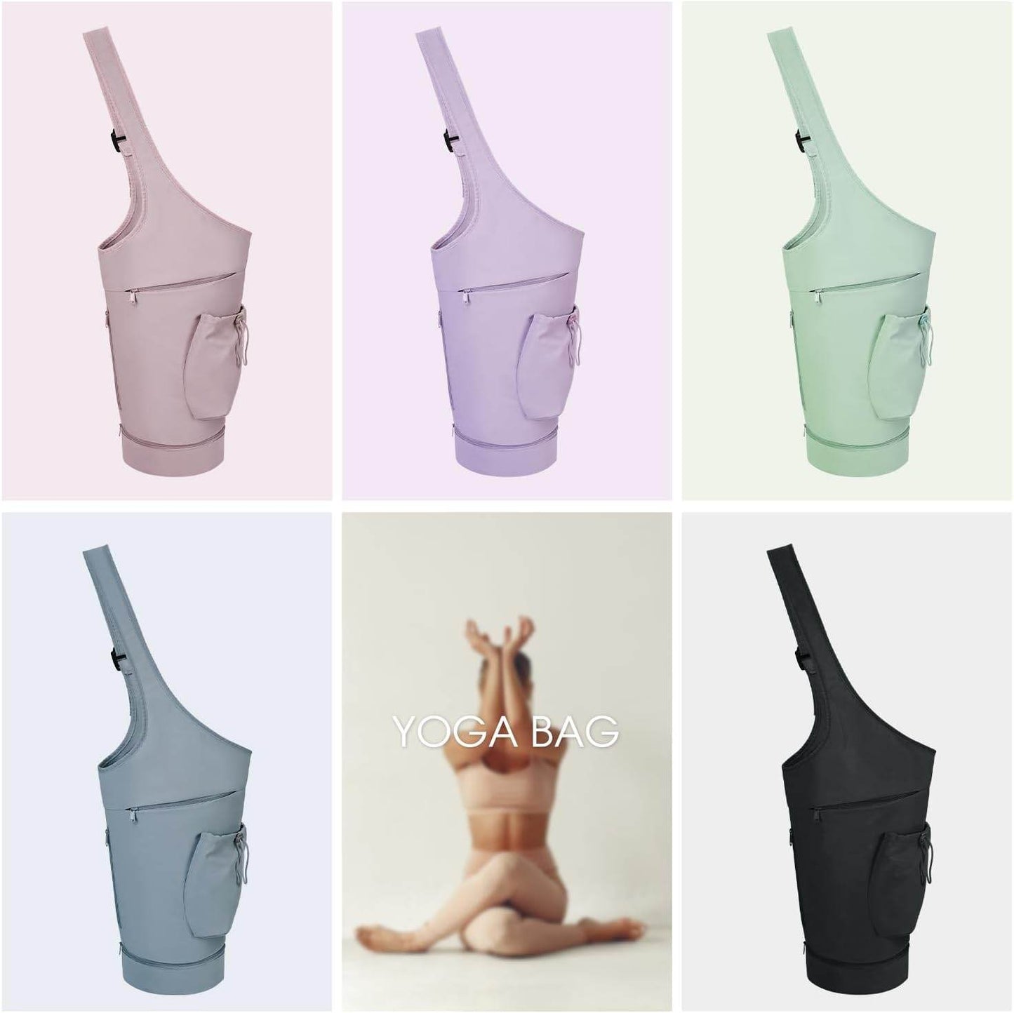 sportsnew Yoga Mat Bag, Large Opening Long Tote Yoga Mat Carrier Holder Bag with Waterproof Wet Pocket and Drawstring Water Bottle Pocket, Adjustable Shoulder Strap Storage Bag, patent pending - zenfulharmony.com