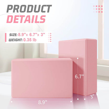 Biguphate Yoga Blocks 2 Pack, EVA Foam Yoga Block Supportive Latex-Free, Non-Slip Exercise Blocks, Yoga Accessories for Pilates, Meditation, Balance, Stretching and Deep Poses - zenfulharmony.com