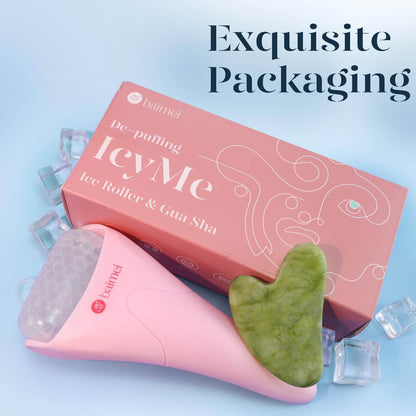 BAIMEI IcyMe Ice Roller for Face Women and Gua Sha Facial Tool Set, Ice Face Roller Reduces Puffiness, Relieves Migraines, Skin Care Tools, Self Care Gift for Women - Pink - zenfulharmony.com