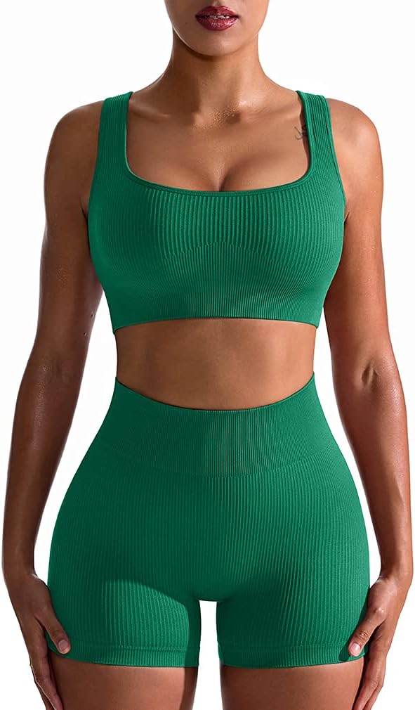OQQ Workout Outfits for Women 2 Piece Seamless Ribbed High Waist Leggings with Sports Bra Exercise Set… - zenfulharmony.com
