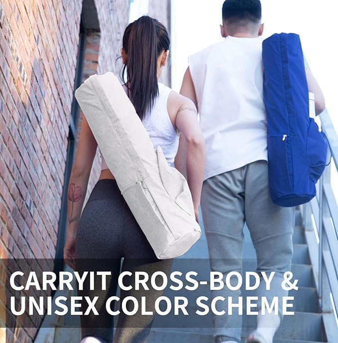 EnjoyActive Yoga Mat Bag for Women: Premium, Waterproof, Multi Pockets, Adjustable Strap, 1/4 1/3 Inch Thick Yoga Mat Carrier, Perfect Yoga Bag to Gym Class Beach Park Travel for Women & Men
