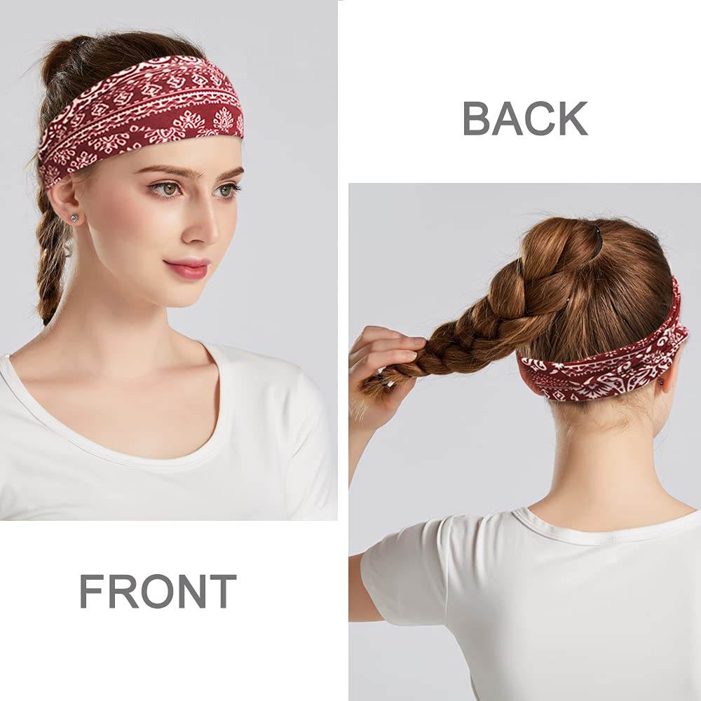 Boho Headbands For Women Fashion Wide Headband Yoga Workout Head Bands Hair Accessories Band 6 Pack - zenfulharmony.com