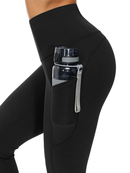 THE GYM PEOPLE Thick High Waist Yoga Pants with Pockets, Tummy Control Workout Running Yoga Leggings for Women (Large, Black) - zenfulharmony.com