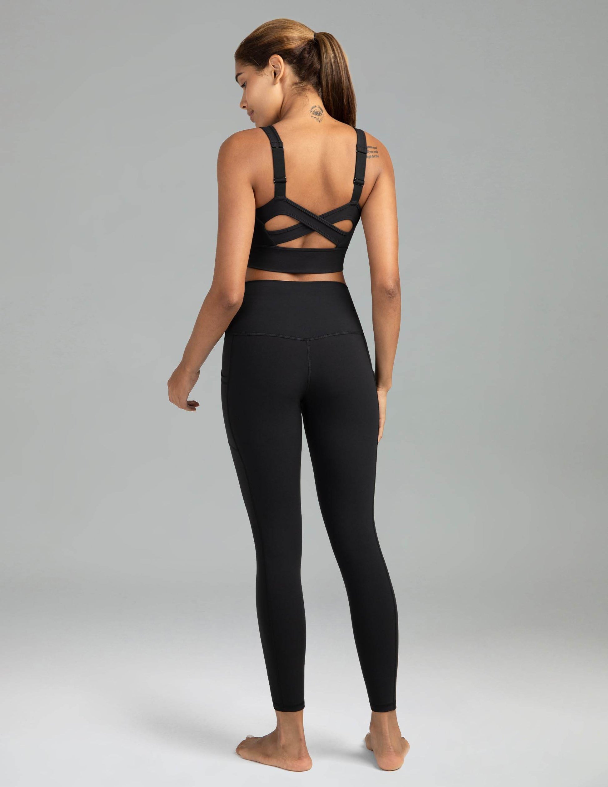 Colorfulkoala Women's High Waisted Tummy Control Workout Leggings 7/8 Length Yoga Pants with Pockets (M, Black) - zenfulharmony.com