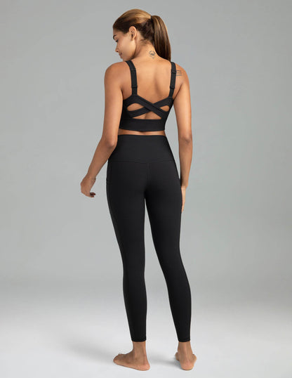 Colorfulkoala Women's High Waisted Tummy Control Workout Leggings 7/8 Length Yoga Pants with Pockets (M, Black) - zenfulharmony.com