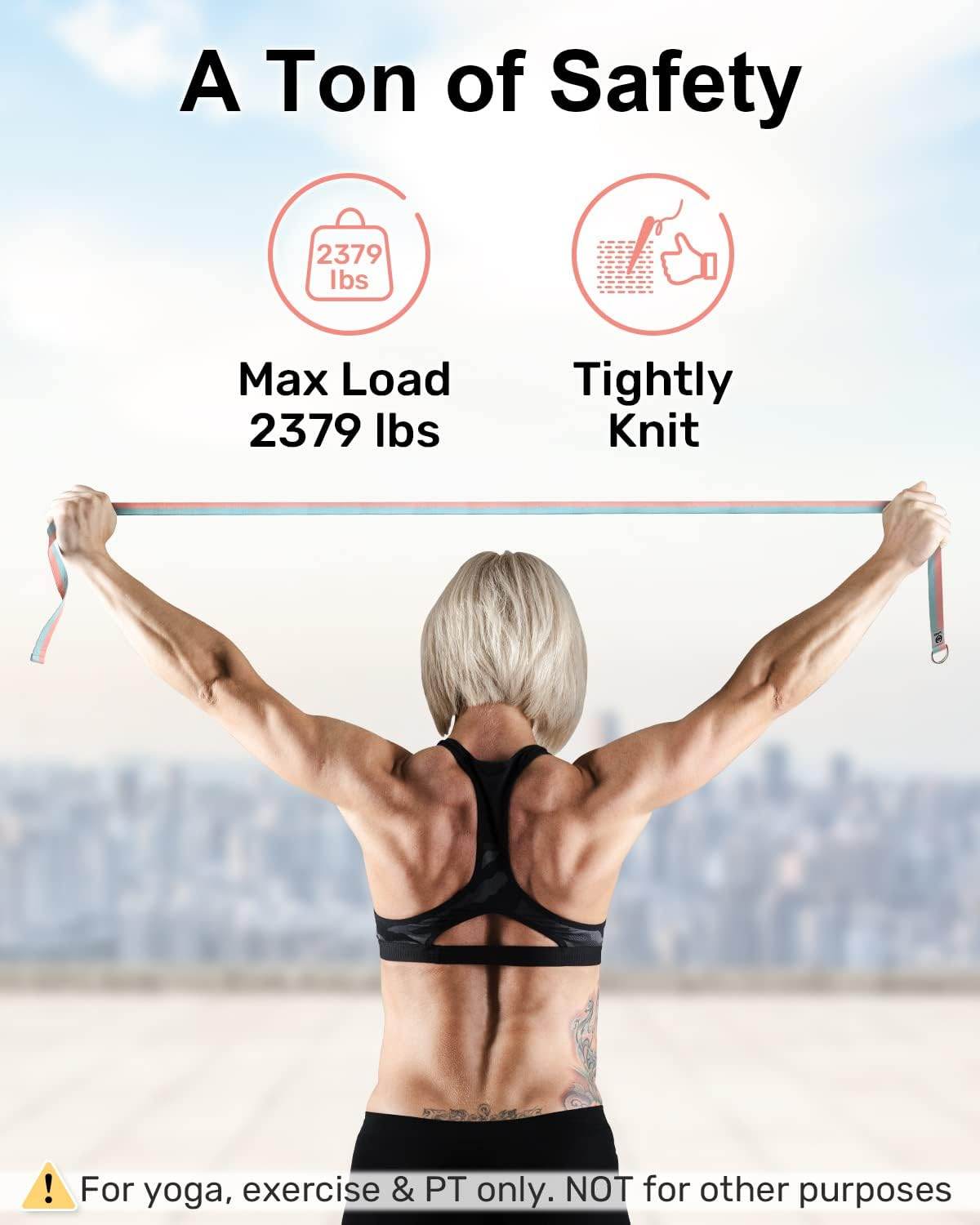 Tumaz Yoga Strap/Stretch Bands [15+ Colors, 6/8/10 Feet Options] with Extra Safe Adjustable D-Ring Buckle, Durable and Comfy Delicate Texture - Best for Daily Stretching, Physical Therapy, Fitness - zenfulharmony.com