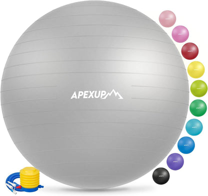 APEXUP Yoga Ball Exercise Ball, Pilates Ball, Anti Slip Stability Ball, Heavy Duty Gym Ball for Fitness, Balance, Core Workout, Physical Therapy - zenfulharmony.com