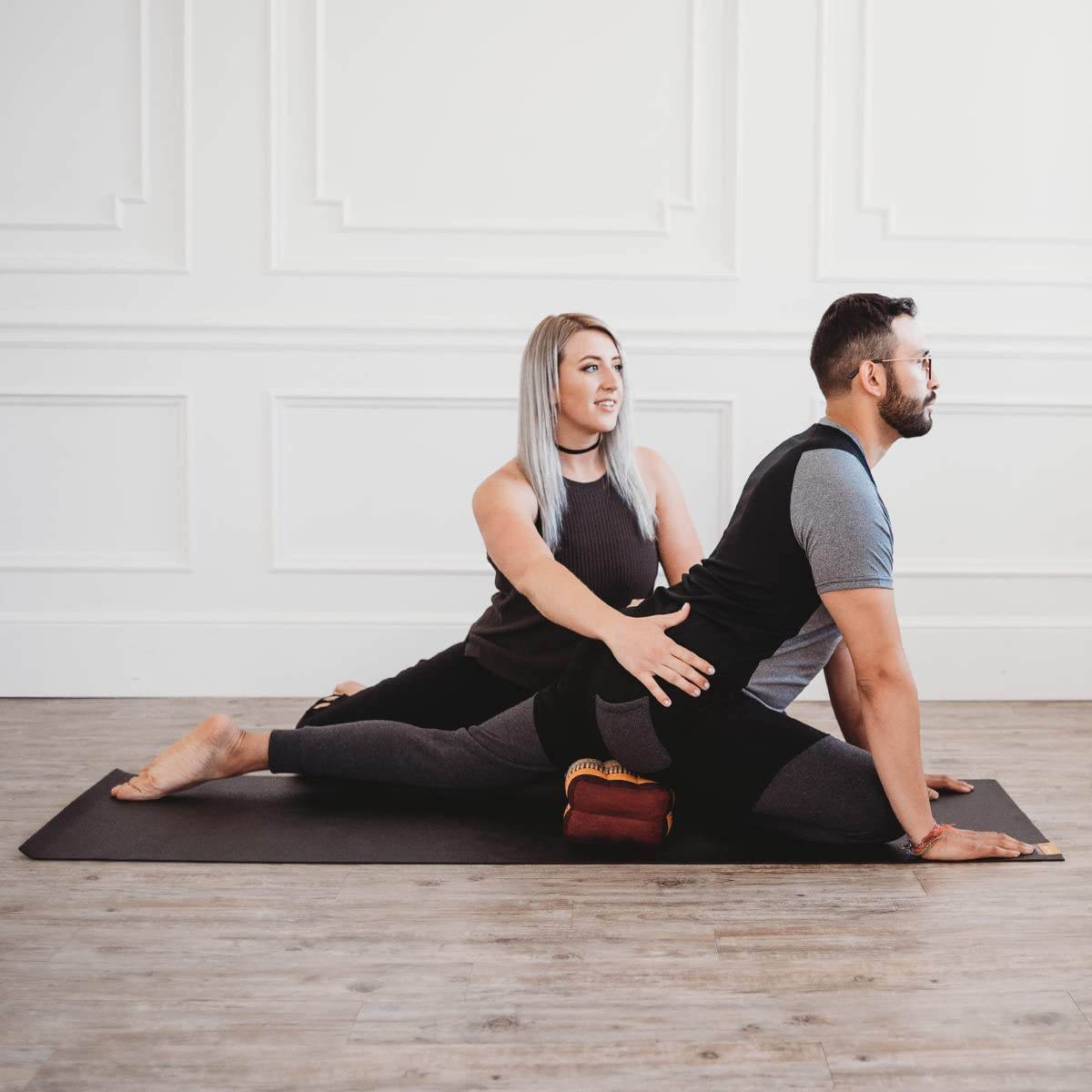 Zafuko Yoga & Meditation Cushion - Burgundy/Blue - Organic Water-Resistant Kapok Filling, Meditation Cushion, Soft Yoga Prop - zenfulharmony.com