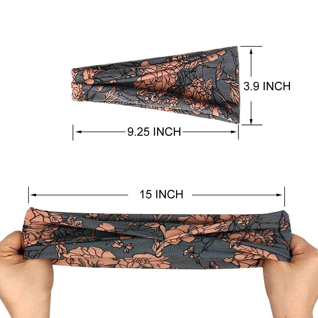 Boho Headbands For Women Fashion Wide Headband Yoga Workout Head Bands Hair Accessories Band 6 Pack - zenfulharmony.com