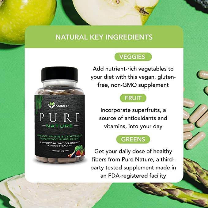 KaraMD Pure Nature | Greens, Fruits & Vegetables Whole Food Supplement | Vitamins, Fiber & Antioxidants | Support Energy & Digestion | Non-GMO, Gluten Free & Vegan Friendly (30 Servings) - zenfulharmony.com