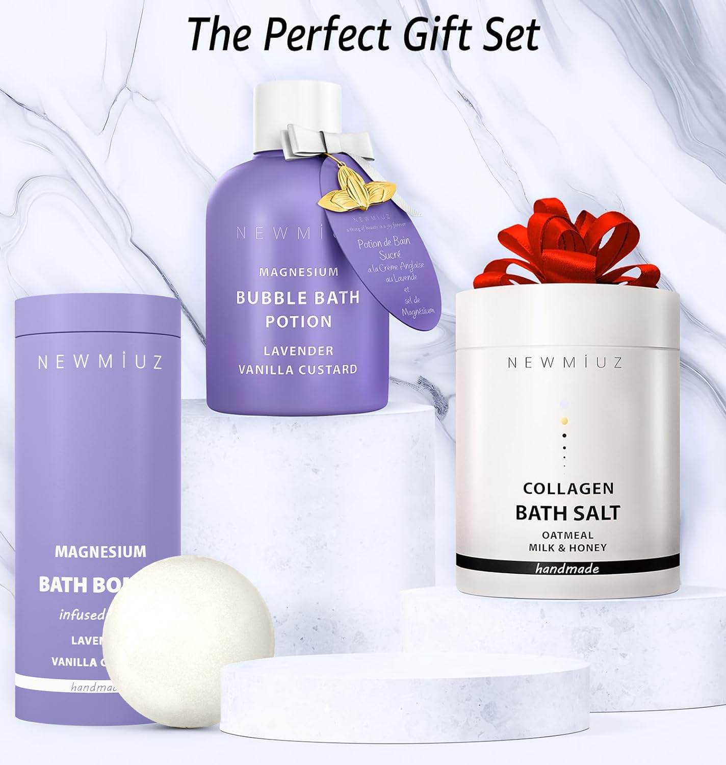 Magnesium Lavender Vanilla Fizzing Bath Bomb Luxury Bath Gift Set - Sensitive Skin Formula for A Spa Relaxation Bath - Moisturizing Shea Butter - Stress Relief Gift for Women Christmas Birthday - zenfulharmony.com