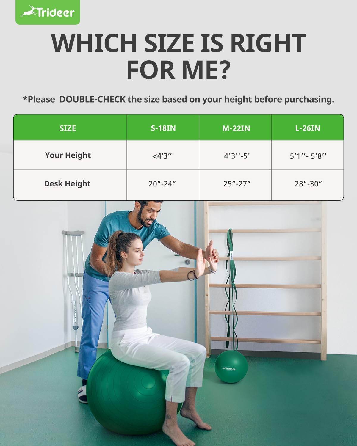 Trideer Exercise Ball for Physical Therapy & Workout - Swiss Ball for Core Strength & Balance - zenfulharmony.com