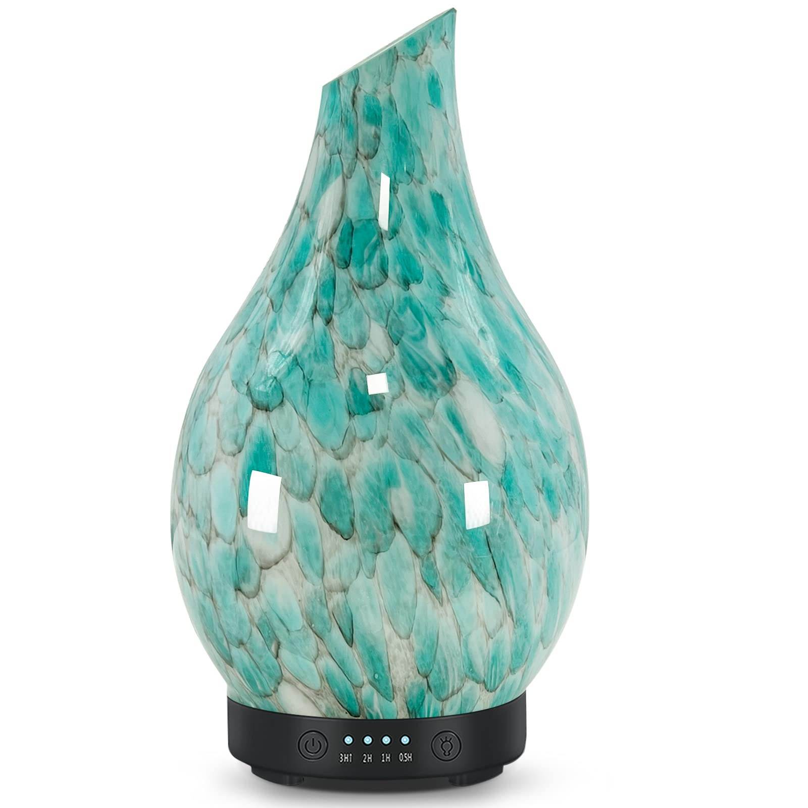 Essential Oil Diffuser 120ml Ultrasonic Aromatherapy Diffuser with Handmade Glass BPA Free, Auto Shut-Off 4 Timer Setting 7 Colors Changed LED for Home Yoga Office (Cobblestone) - zenfulharmony.com