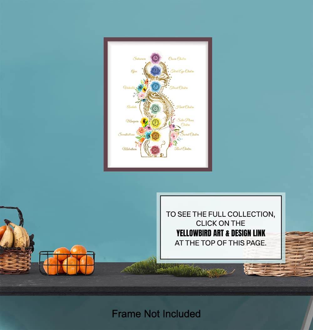 Zen Buddhism Chakra Decor - Spiritual Meditation Namaste Wall Art - Gift for New Age, Buddha, Yoga Fan, Women - Floral Decoration for Home, Spa, Bedroom, Living Room -8x10 Boho Picture Poster - zenfulharmony.com