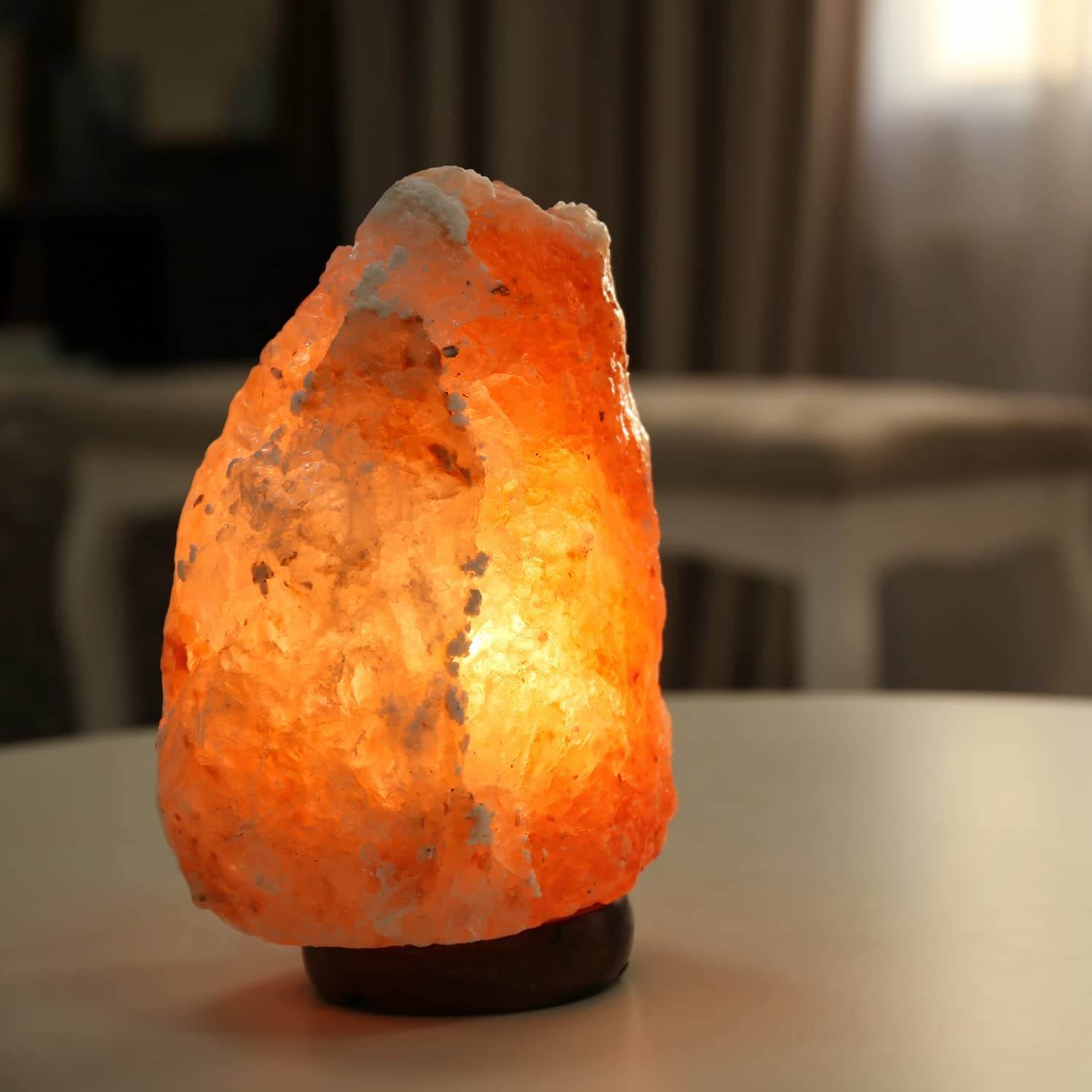 7 Inch Himalayan Salt Lamp with Dimmer Cord - Night Light Natural Crystal Rock Classic Wood Base Authentic from Pakistan - zenfulharmony.com