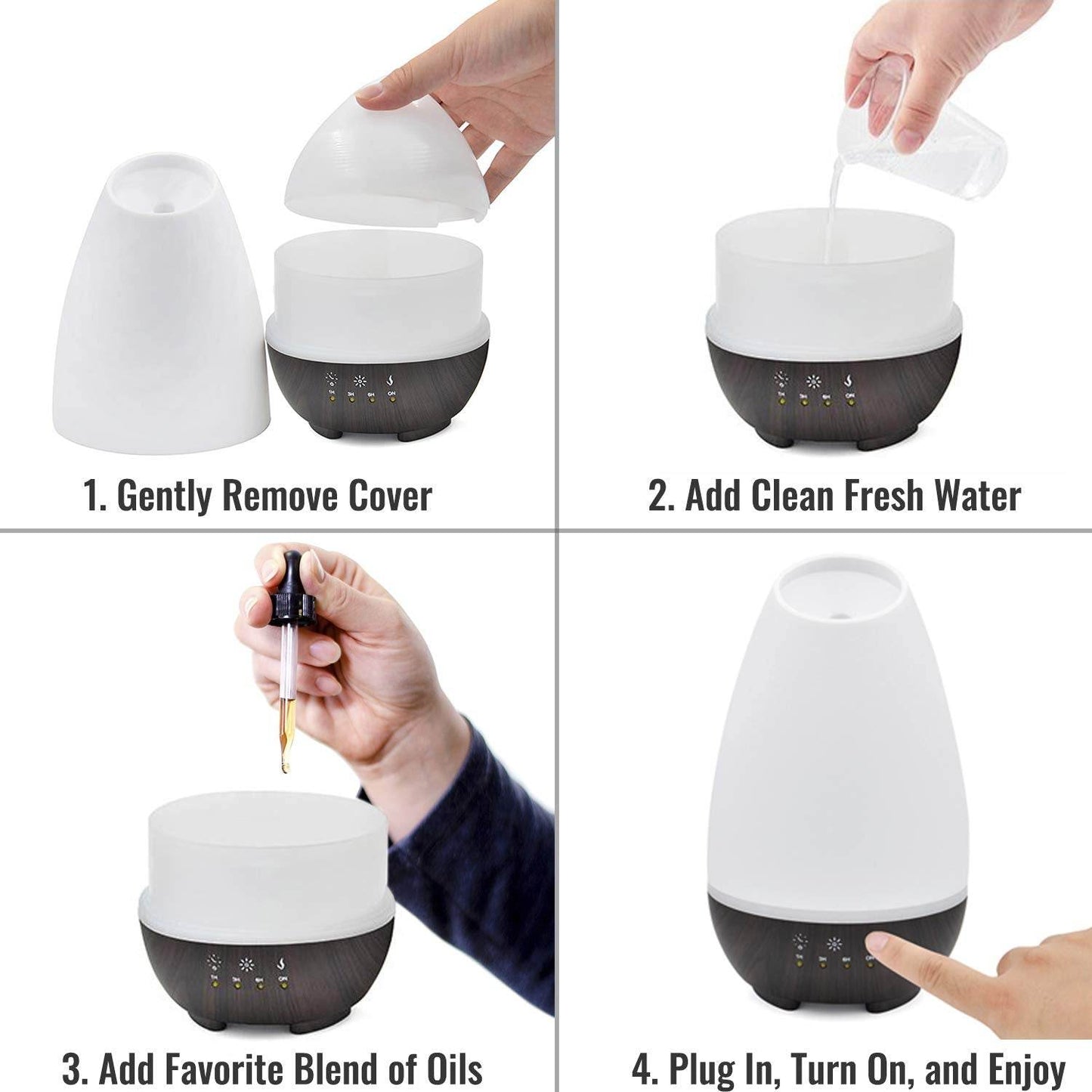 HealthSmart Essential Oil Diffuser, Cool Mist Humidifier and Aromatherapy Diffuser, FSA HSA Eligible with 500ML Tank for Large Rooms, Adjustable Timer, Mist Mode and 7 LED Light Colors, White - zenfulharmony.com