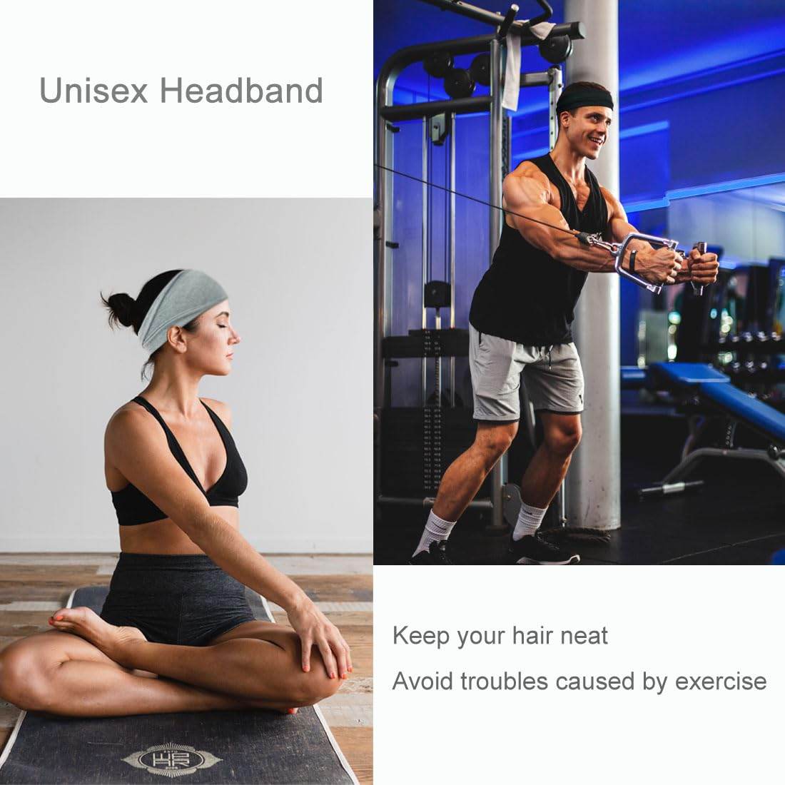 Fashion Headbands For Women Wide Headband Yoga Workout Head Bands Hair Accessories Band Black White Gray 6 Pack - zenfulharmony.com