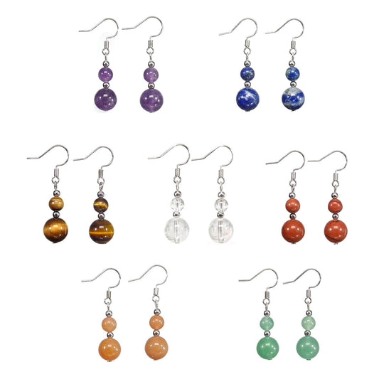 Ayriwoyi Beaded Stone Earrings Dangle Earrings for Women Healing Crystal Earrings Colorful Chakra Earrings Drop Earrings Lightweight Gemstone Earrings - zenfulharmony.com